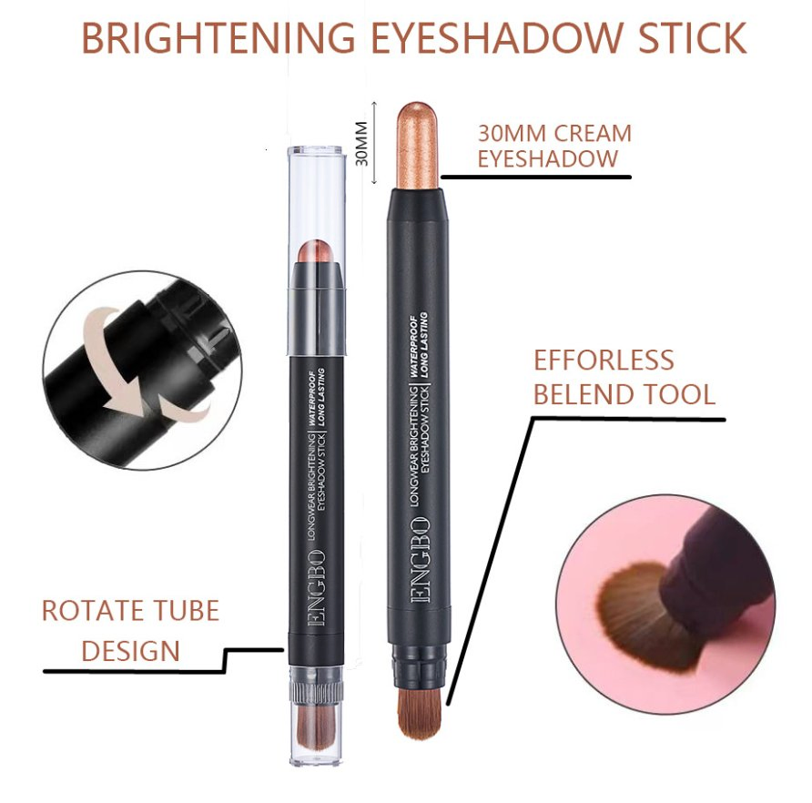 Online Wholesale in Stock Hot Sale Eyeshadow Pencil Matte Eye Shadow Custom Pearl Double Head Eyes Shadow with Brush