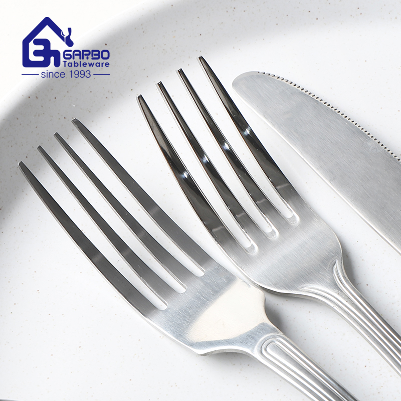 Factory Wholesale 430 Material Stainless Steel Cutlery Metal Handle Dinner Fork Flatware for Wedding Gift Restaurant