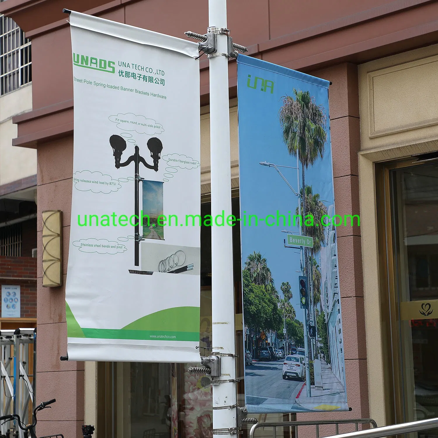 Outdoor Lamppost Column Pole Advertising Flex Bracket Banner Holder