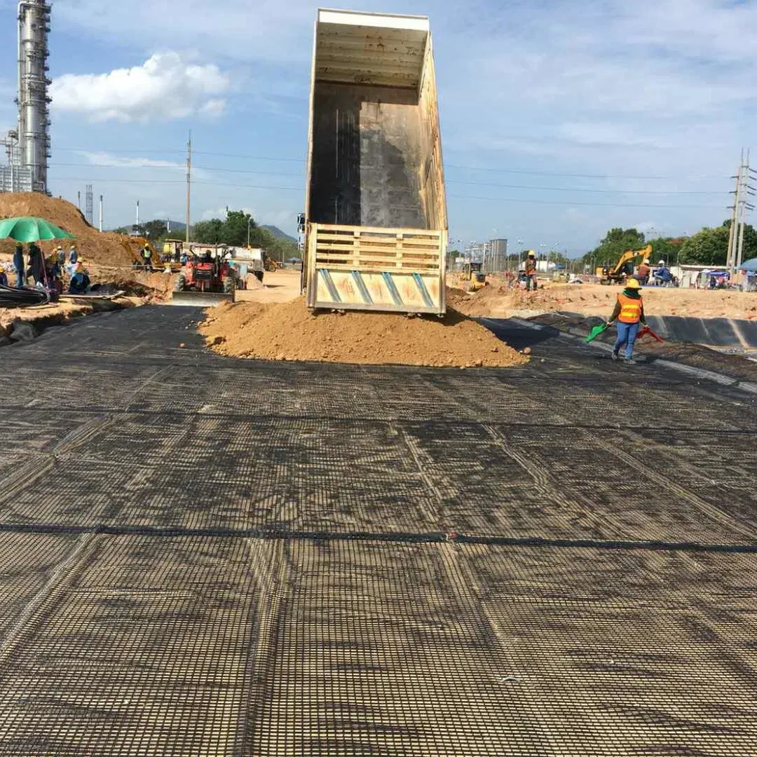 Reinforcement Retaining Wall Used Pet Geogrid Warp Knitting Polyester Geogrid