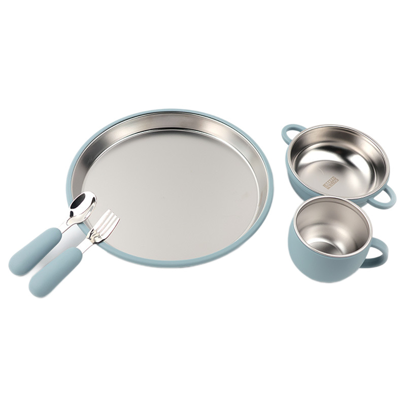 Stainless Steel Baby Bowls with Removable Silicone Shell Anti Scald Container for Food Feeding, Dishwasher Safe