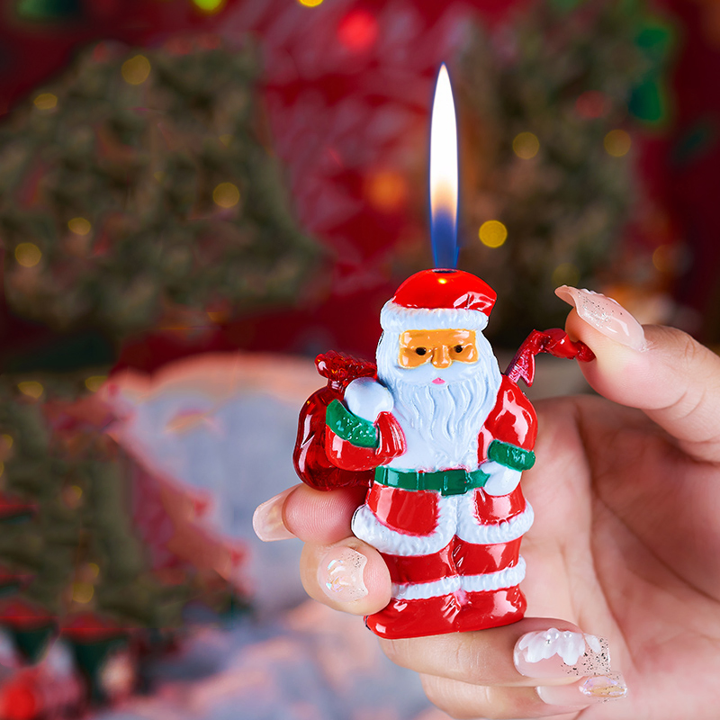 Mini Exquisite Cartoon Snowman Santa Claus Metal Lighter Christmas Gift