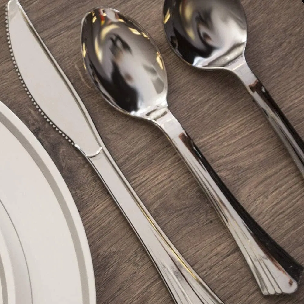 Premium Heavy Duty Silver Plastic Spoons for Events and Catering