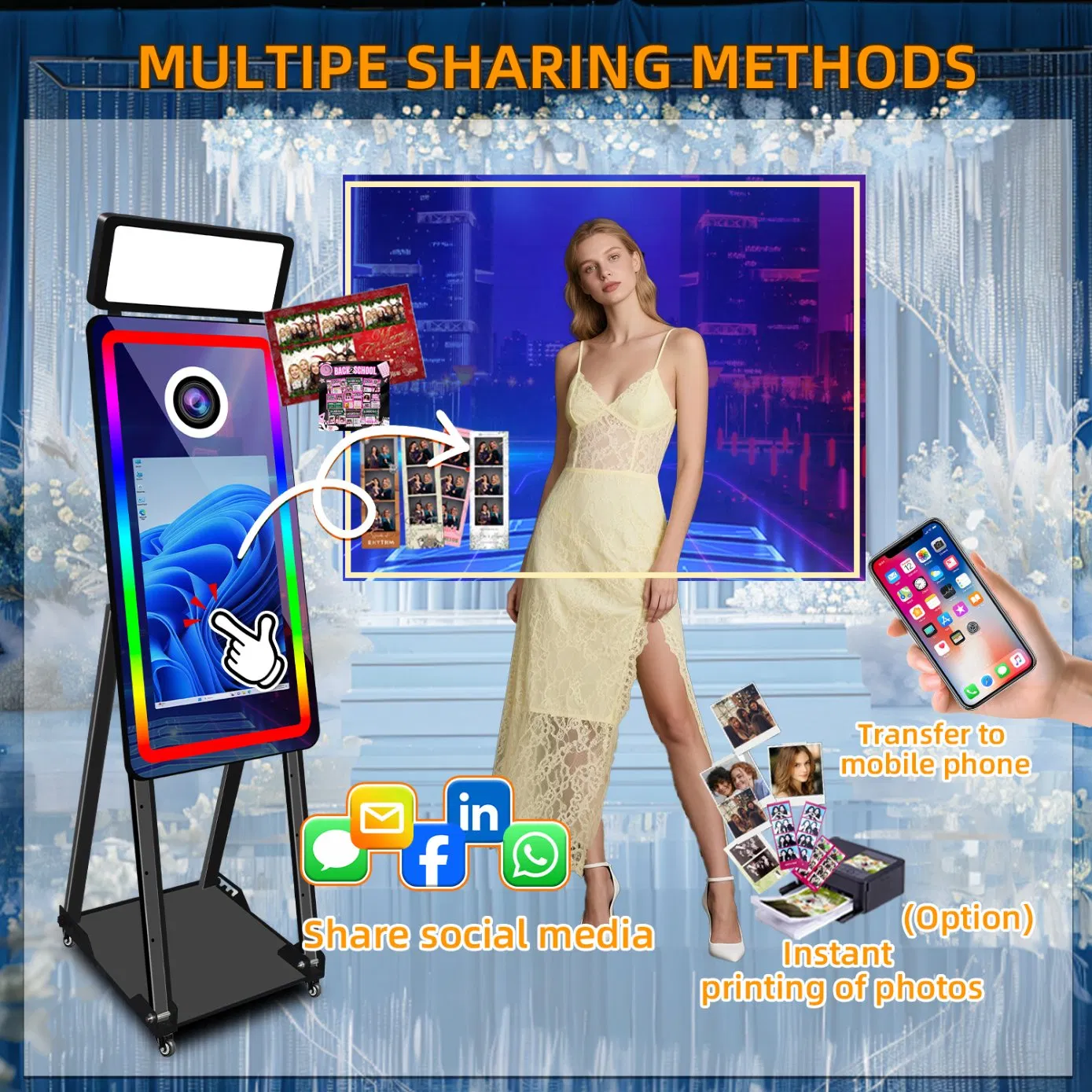 Винтажная фотобудка Magic Mirror с зеркалом и лампами