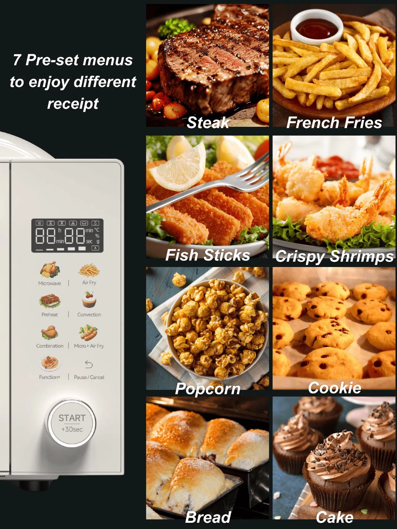 20L 0.7cuft 700W Home Use Digital Control Solo Tabletop Household Kitchen Appliance Countertop White Black Convection Built-in Microwave Oven Manufacturers