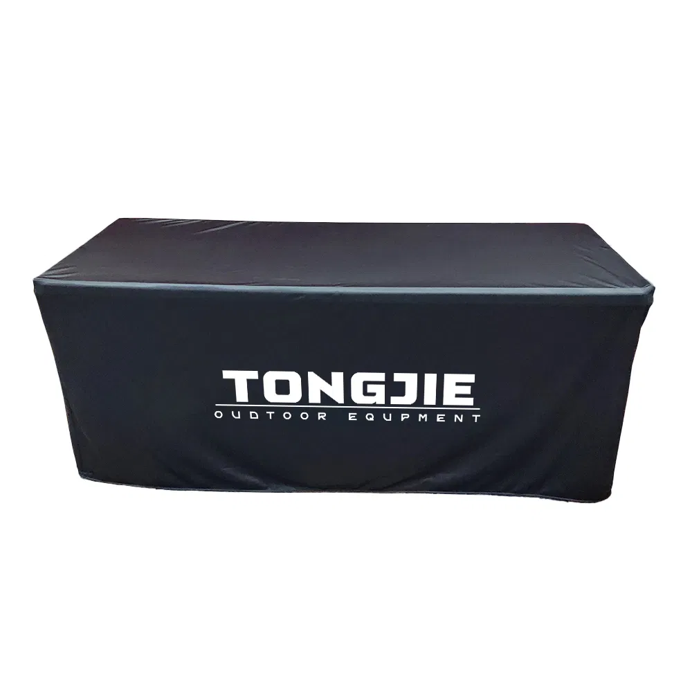 4FT 6FT 8FT Fitted Table Cover Customizable Black Table Banner for Exhibition