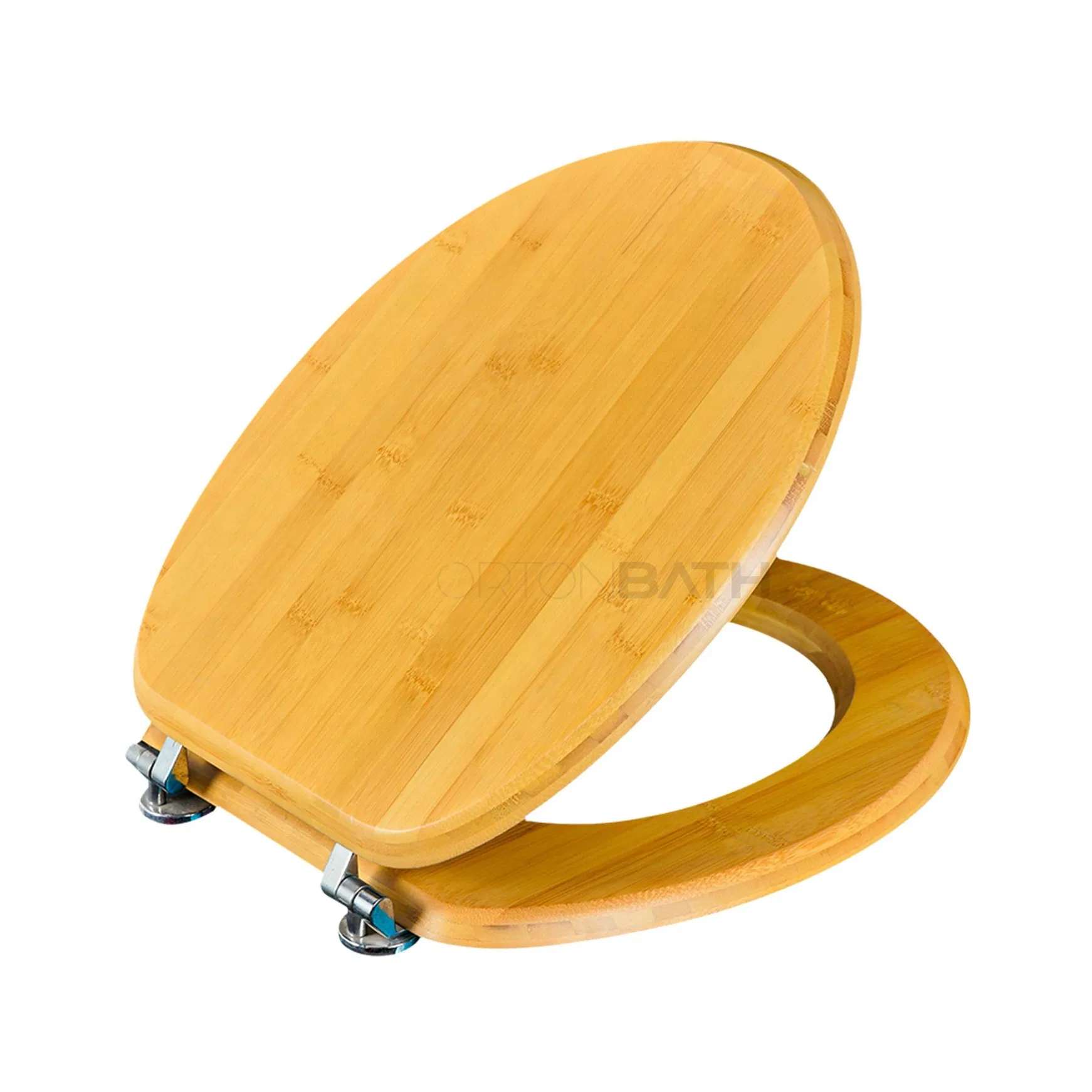 Ortonbath Elongated Oval Bamboo Toilet Seat with Lid Quick Release Slow Close Zinc Alloy Strong Hinges Natural Bamboo Natural Wood Toilet Seat