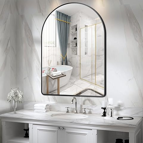 Stylish Arched Bathroom Mirrors with Modern Seamless Frame