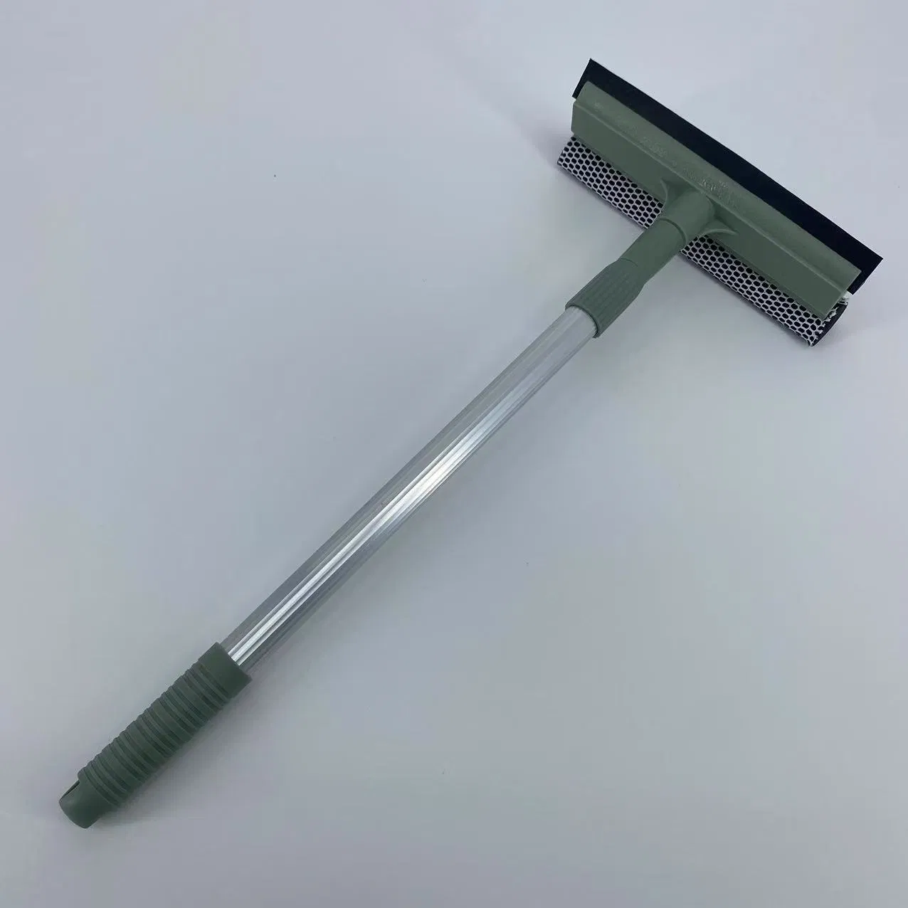 Squeegee for Window Cleaning, Squeegee and Sponge Scrubber Combi with Stainless Steel Pole, Extendable Window Cleaner for Car, Sliding Door, Shower Glass