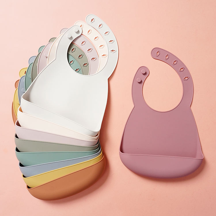 Feeding Bibs Customizable Waterproof Soft Easily Clean Adjustable Foldable Toddler Silicone