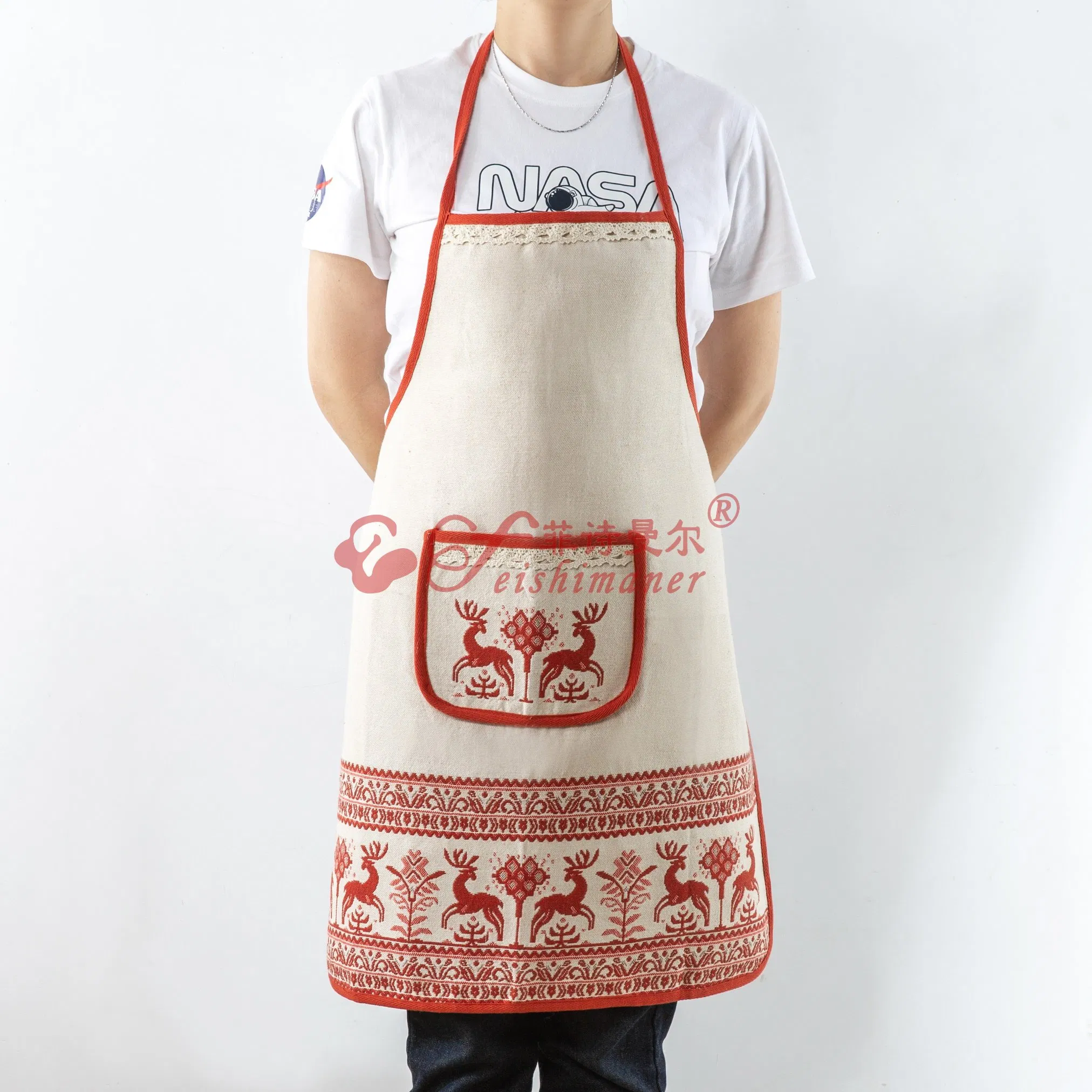 New Stylish Restaurant Waist Kitchen Cooking Cotton Hemp Aprons Barista Apron