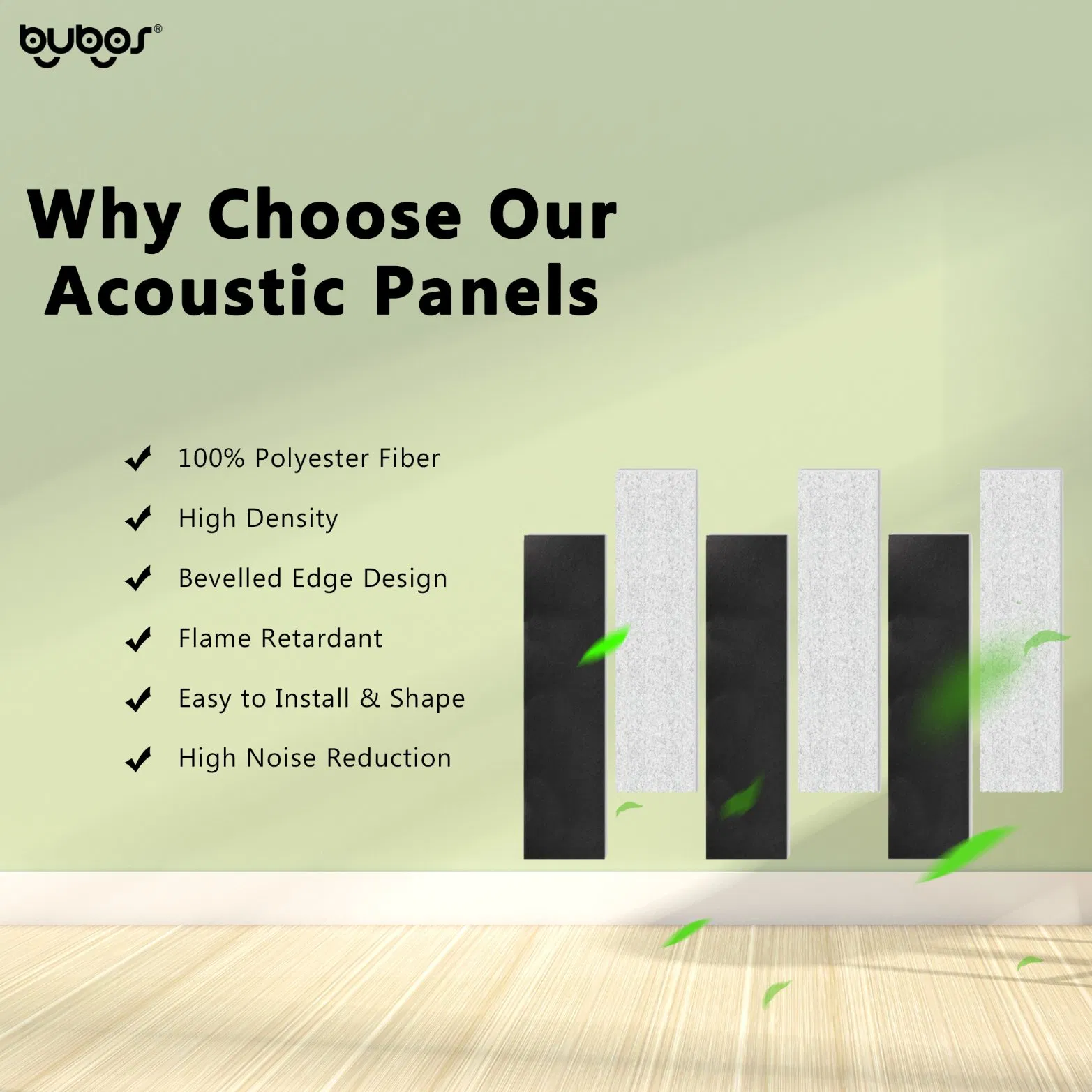 Bubos Art Acoustic Panels Acoustic Foam 3D Wall Slat Soundproof Premium Acoustical Wall Panel Decorative Sound Absorbing Panel for Wall