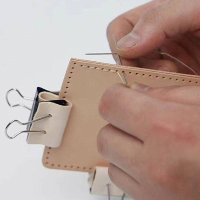 Office Storage Stationery PU Metal Fixed Non-Marking Leather Dovetail Clip