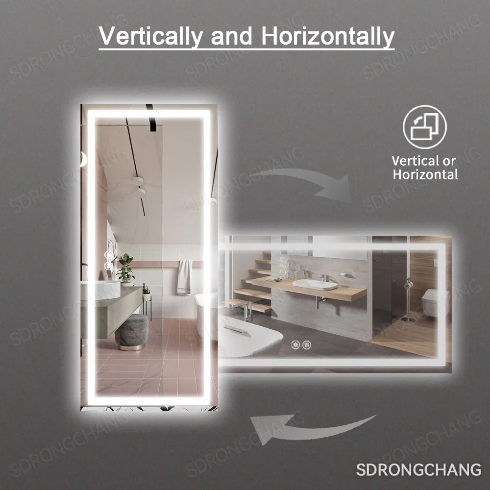 Rectangle Front Light Glass Decoration Tempered Bluetooth Light Wall LED Smart Mirror