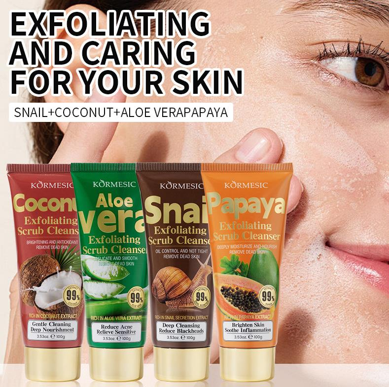 Online Wholesale and Retail Snail Papaya Aloe Vera Coconut Moisturizing Gentle Cleansing Foaming Face Wash Exfoliating Scrub Cleanser