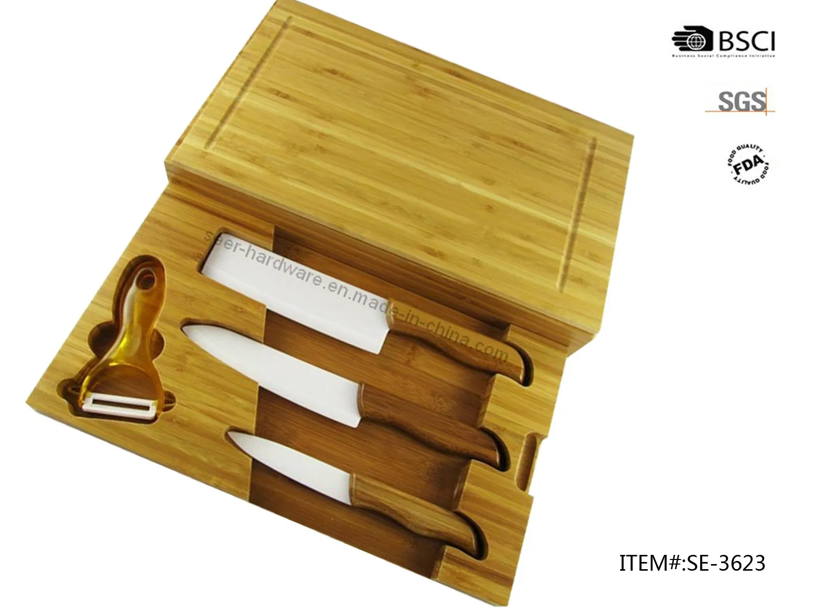 High Quality Ceramic Knife Set with Bamboo Box (SE-3623)