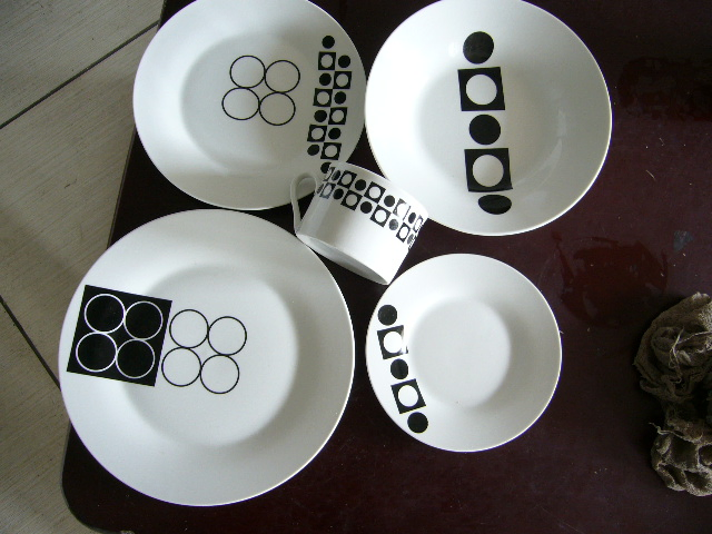 20 PCS Dinner Set with 9"Plate Decal Porcelainware Ceramics Tableware