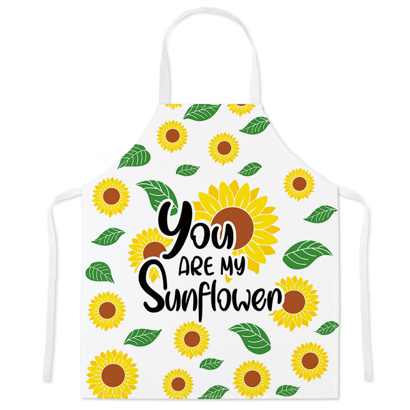 Fashionable Sunflower Print Apron Waterproof & Easy Clean Ideal for Cooking Baking & Household Chores Apron