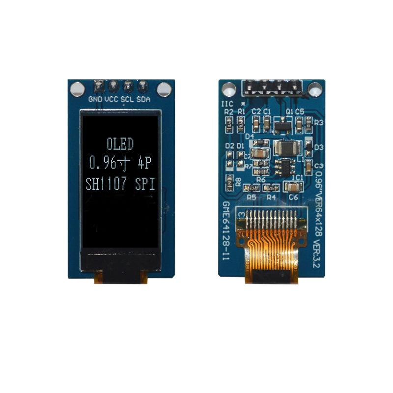 0.96 Inch Vertical Super Thin Wide Viewing Angle 128X64 White OLED Display with PCB I2c Spi Pin Header