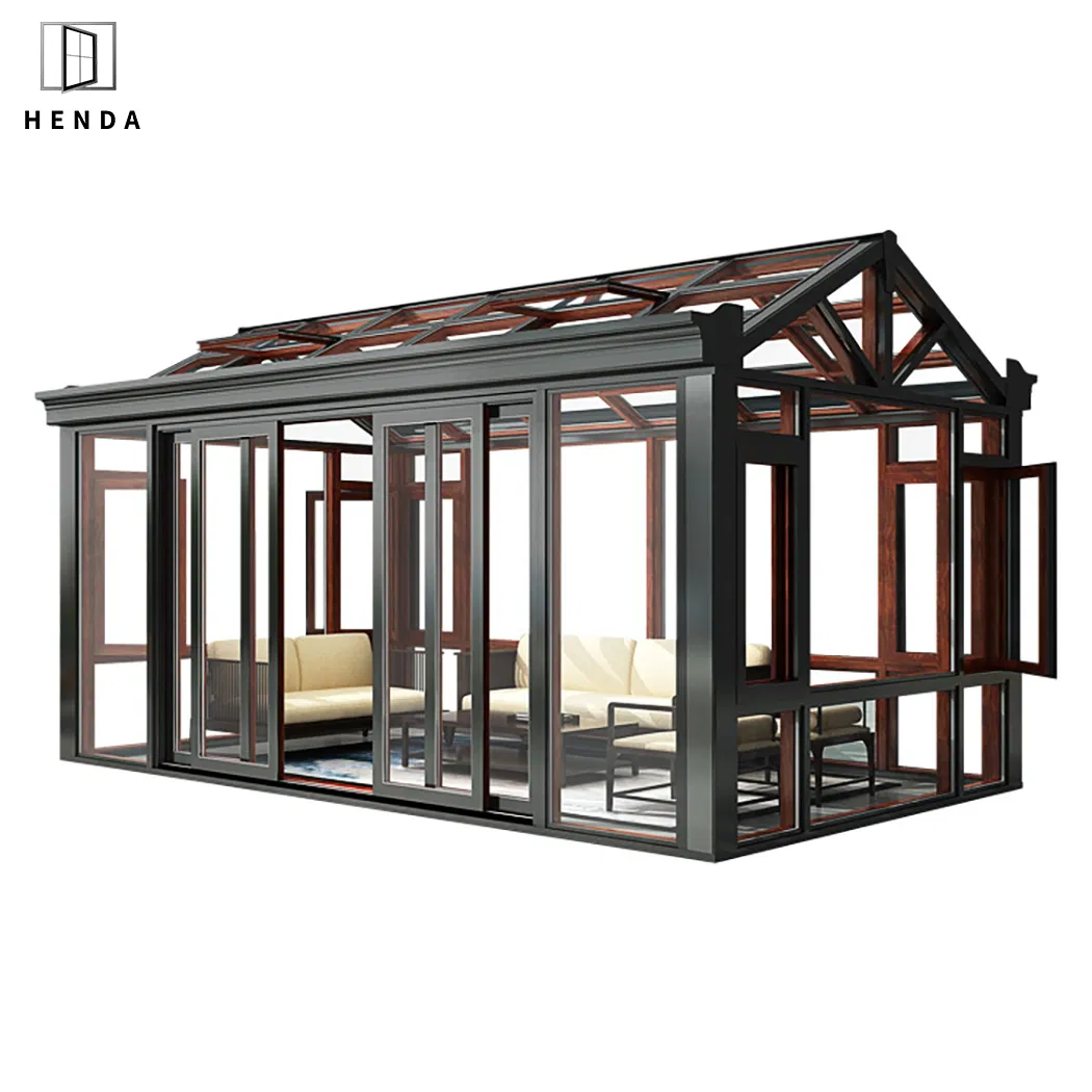 Aluminum Double Glass Sunroom with Sliding /Casement/Skylight Window for Garden