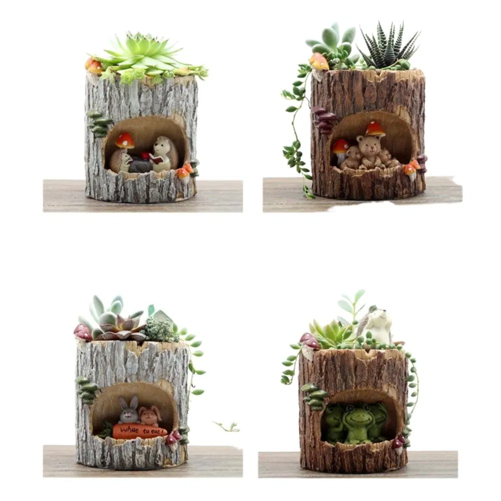 Creative Tree House Animals Flower Succulent Plant Pots Resin Wyz21203