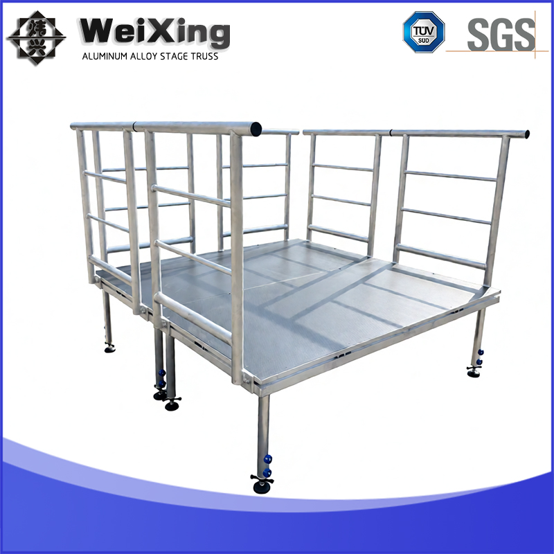 4X4FT Portable Outdoor Aluminium Alloy Quick Installation Event Church Podium Stage Truss Display with Safety Railing Fence