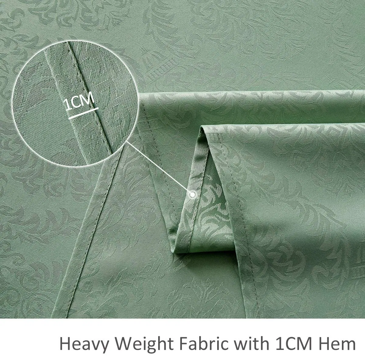 Jacquard Tablecloth Damask Design Water Resistance Antiwrinkle Oil Proof Table Cloth for Buffet Banquet Parties, Green