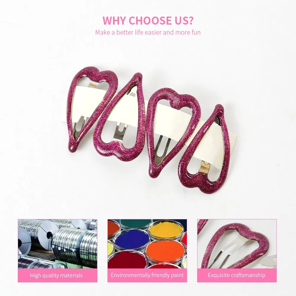 Water Drop Ornament Children's Baby Hairpins Oil Bb Bobby Heart Metal Hair Claw Clip Accessories for Kids