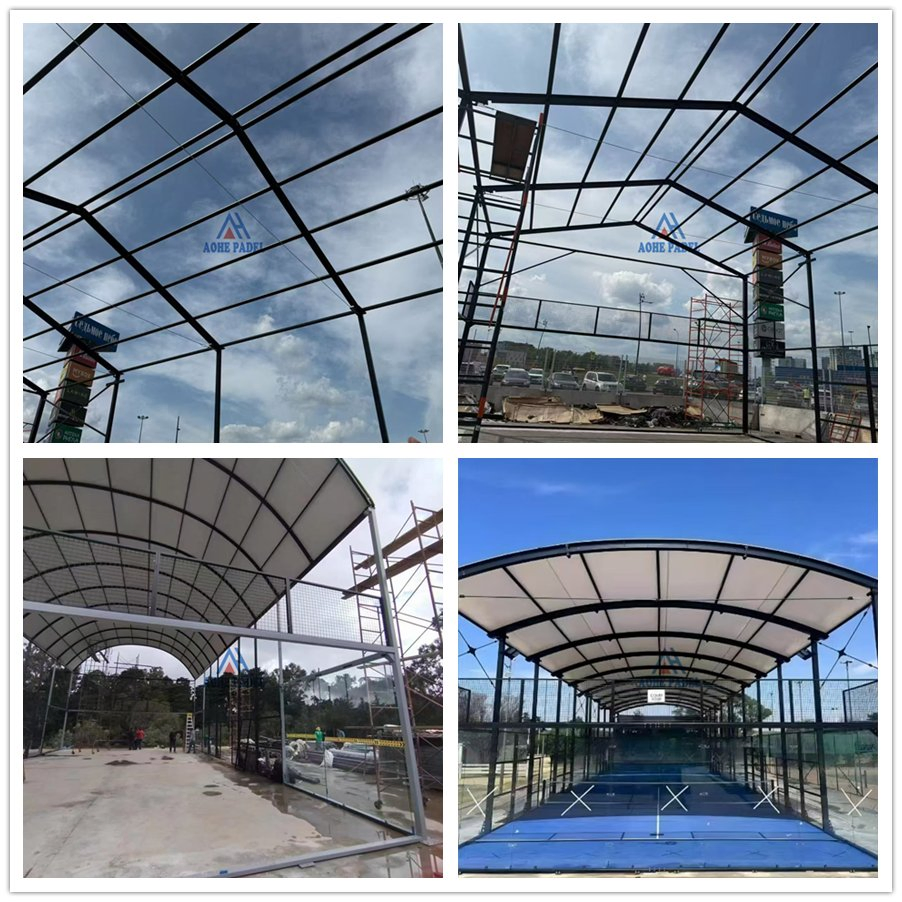 Outdoor 10X20m Professional Manufacturer Super Panoramic Tennis Padel Court Covered Roof