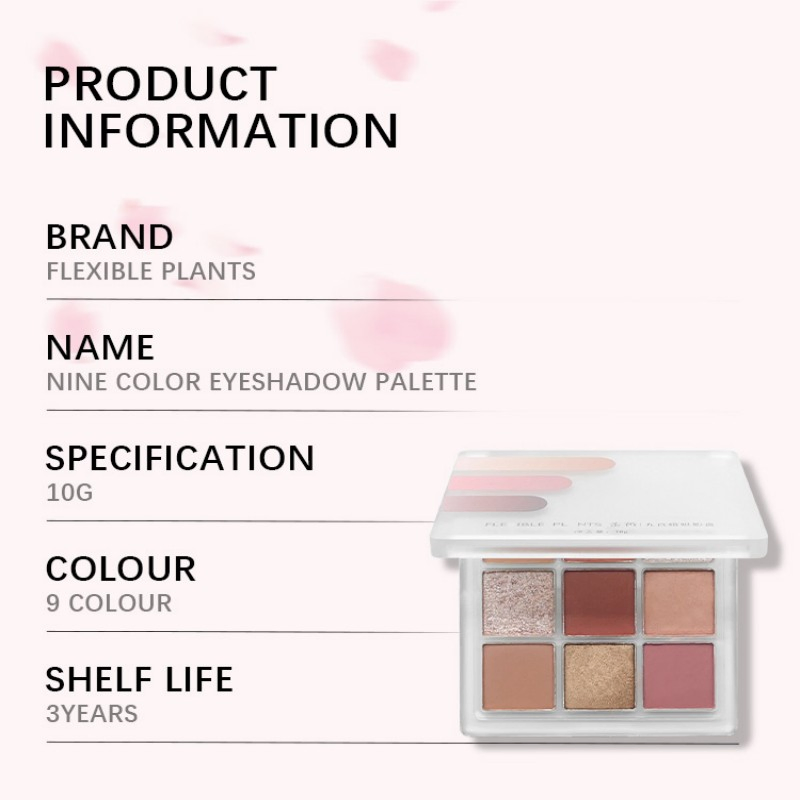 Cosmetics Translucent Light Clear and Sparkling 9 Color Eyeshadow Palette