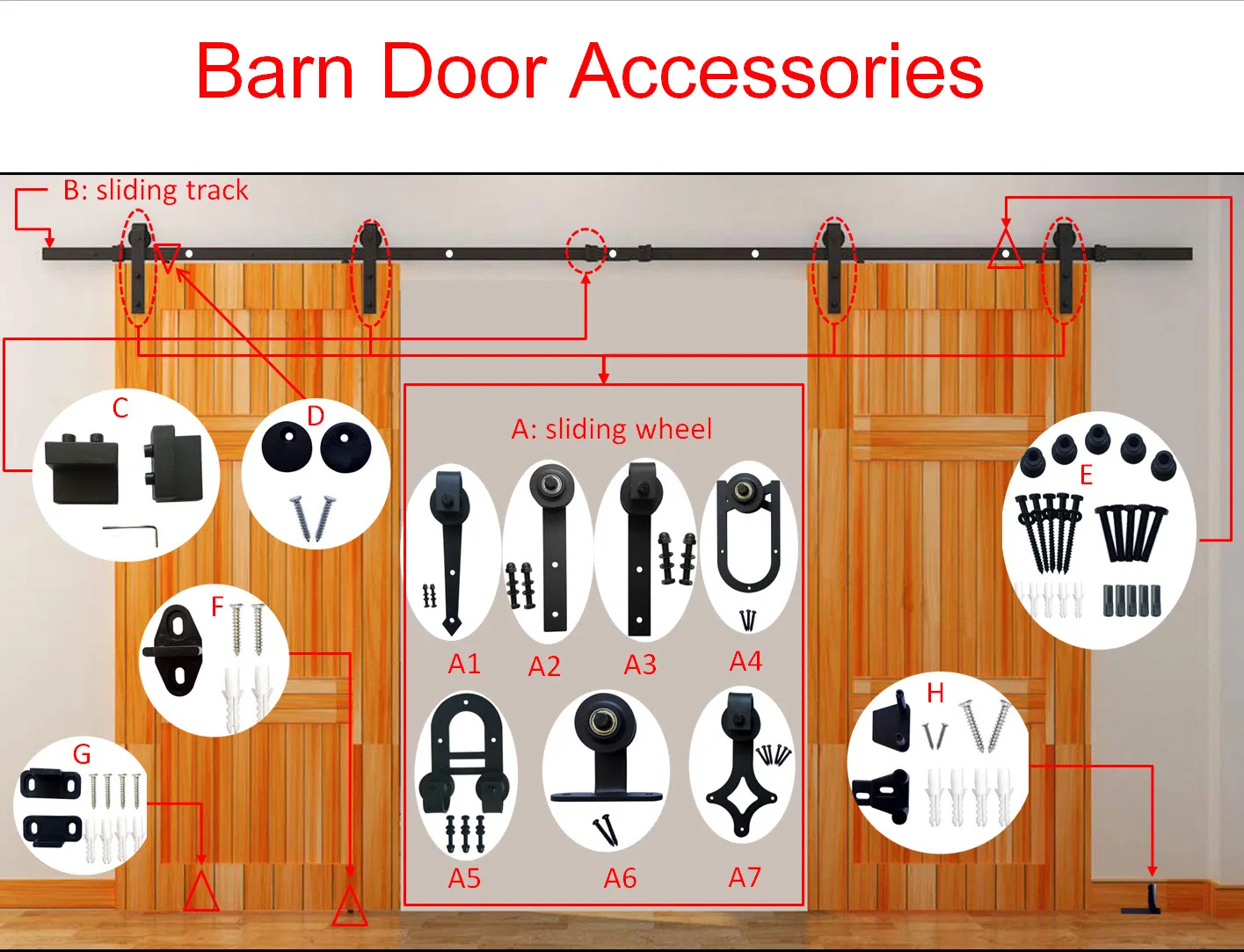 Rustic Sliding Door, Barn Door Accessory, Sliding Barn Door Accessories