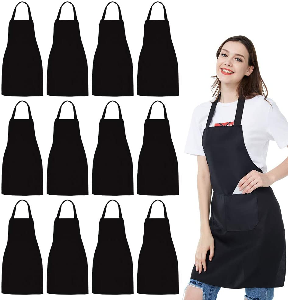 Bib Apron Waterdrop Resistant with 2 Pockets, Unisex Cooking Kitchen Aprons for Chef Couple BBQ Painting