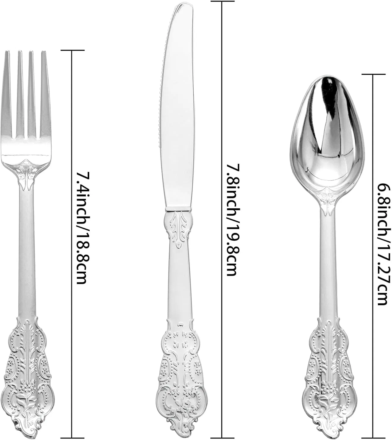 Premium Silver Disposable Silverware: Forks, Spoons, and Knives