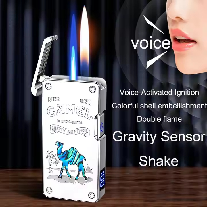 Cigar Color Shell Customized Voice Control Gravity Sensor Lift Metal Lighter