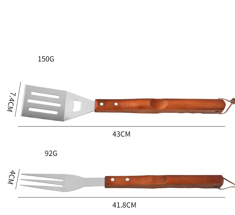 Outdoor BBQ and Summer Grilling Accessories with Wood Cutting Board 5PCS Wooden Handle Barbecue Tool Set