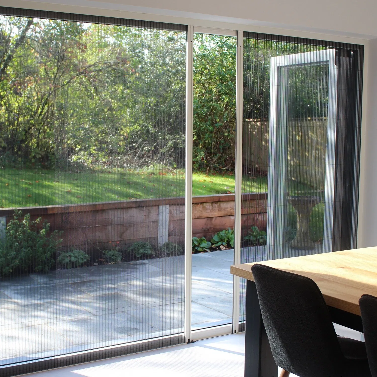 Aluminum Frame Large Opening Retractable Screen Door, Pleated Mesh Screen Sliding Door