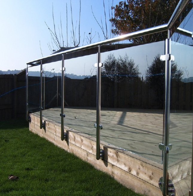 Handrail Balcony Stainless Steel Round Post Glass Railing Systems