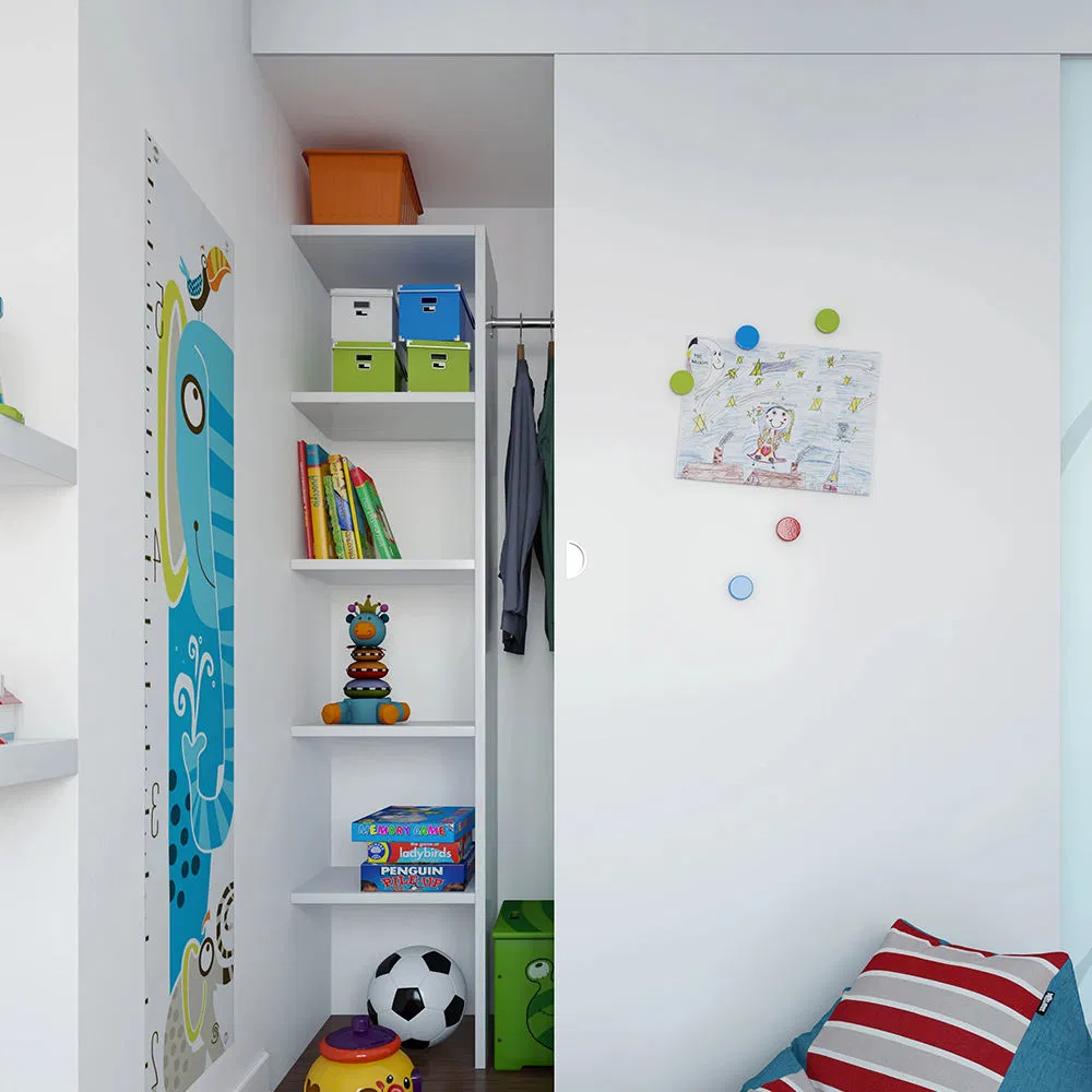 Aluminum Track Closet Sliding Door Hardware Kit System for Single Wardrobe Door