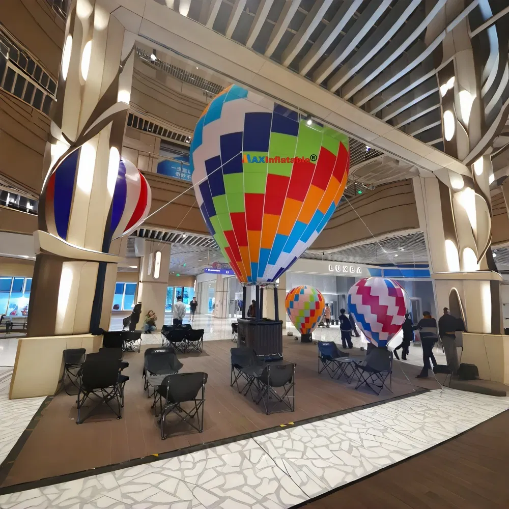 Cozy Indoor Coffee Shop with Stunning Hot Air Balloon Decor