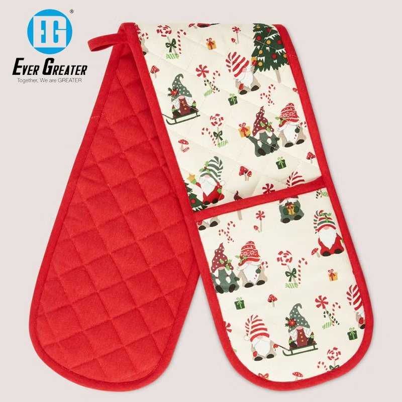 Premium Custom Christmas Oven Mitts High-Quality Cotton Oven Gloves Set with Unique Prints Festive Kitchen Accessories