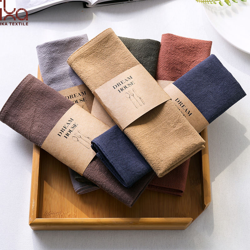 Party Wedding Decoration Beverage Christmas Cloth Eco Friendly Embroidered Printed Custom Natural Flax Linen Napkin