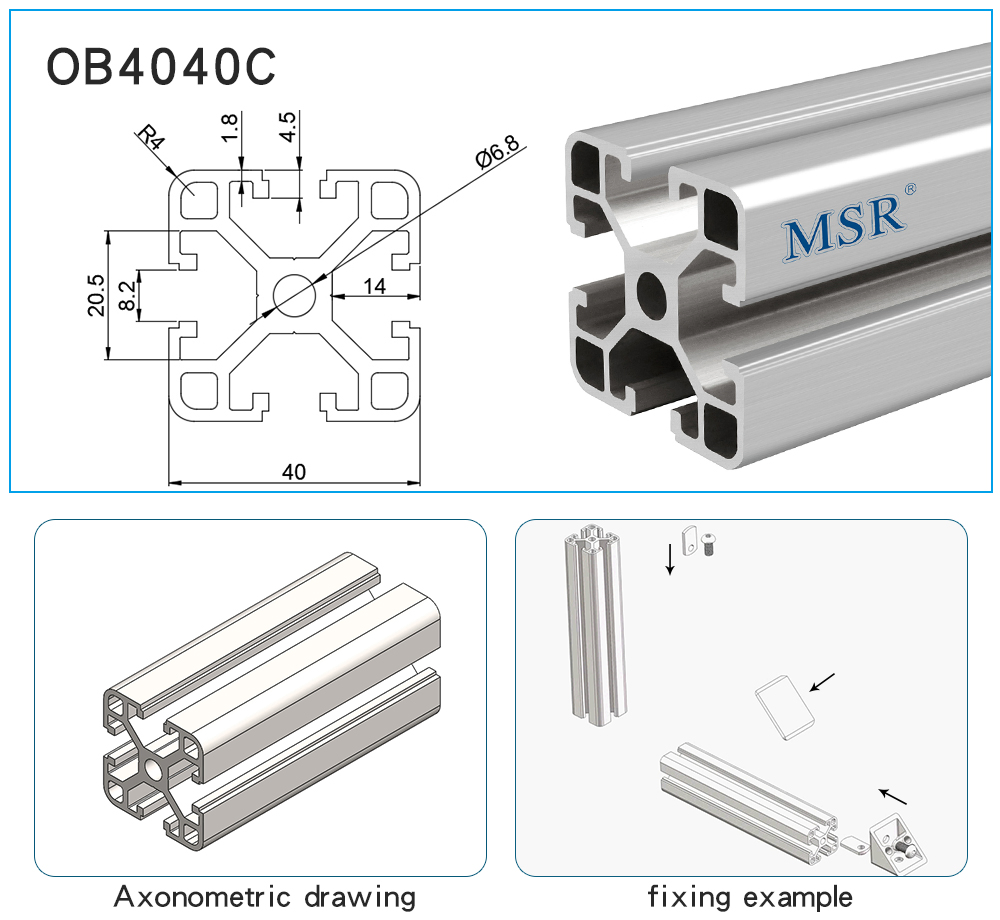Алюминиевый профиль 4040 T-Slot для станков