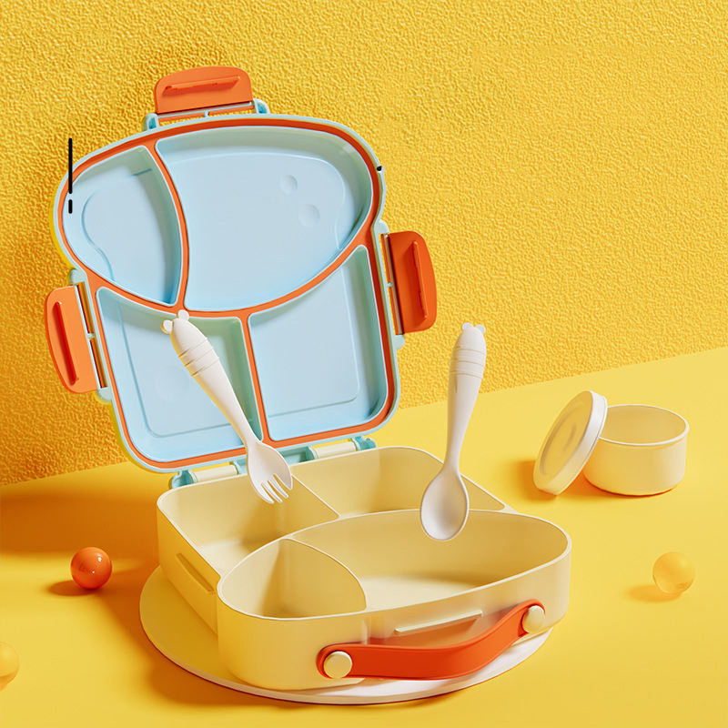 Custom Wholesale Kids Lunch Box Microwave Safe Food Grade Plastic Compartments No Odor Lunch Box for Student Lunch Box Gift
