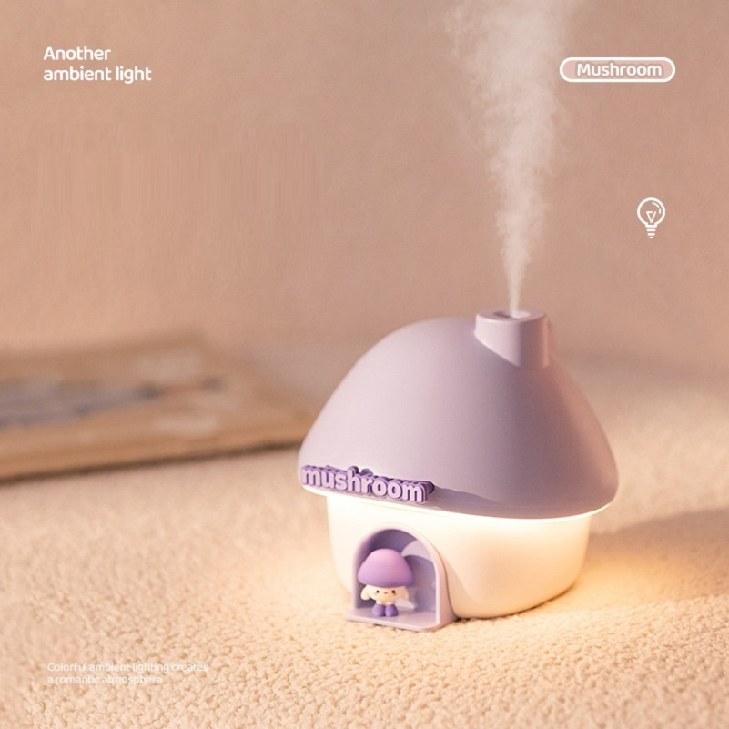 Rechargeable Portable 300ml Mushroom House Night Lamp Humidifier Mini Air Humidifier