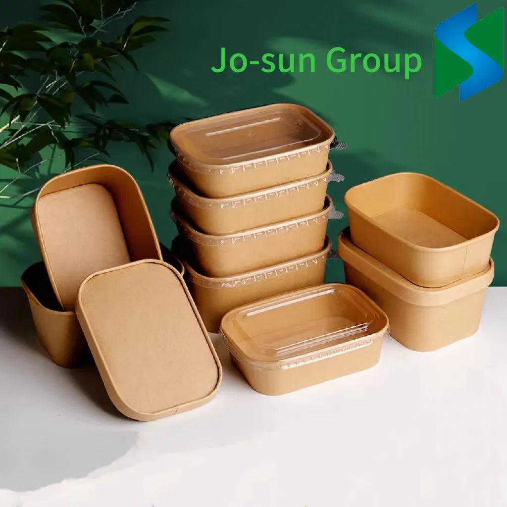 Made in China Disposable Food Containers Biodegradable Lunch Box Paper Salad Bowl Manufacturer Rectangular Paper Bowl