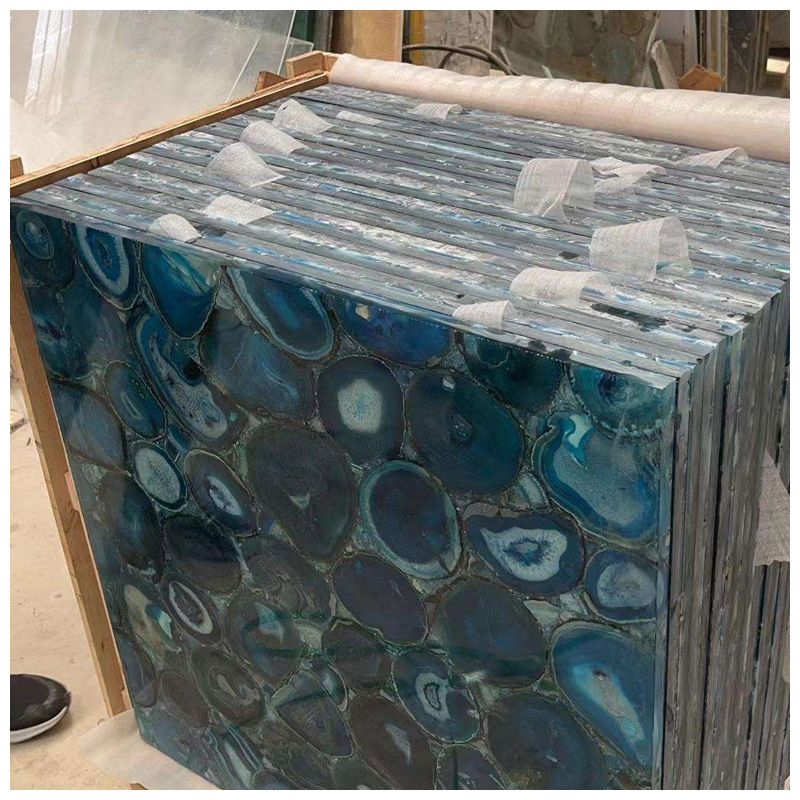 Semi-Precious Blue Agate Gemstone Backlit Tiles