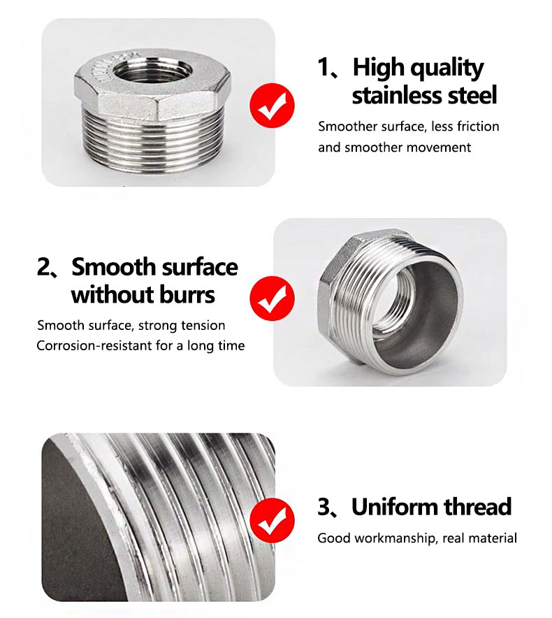 Factory Wholesale Stainless Steel Pipe Fittings SS304 SS316 Reducer Hexagon Bushing