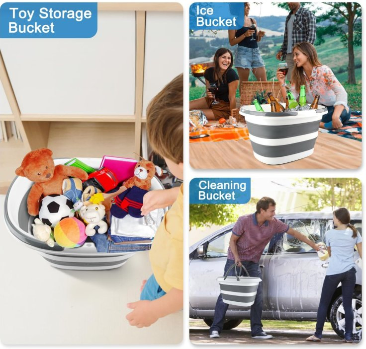 Multi Use Collapsible Mob Buckets 16L Silicone Home Tool Silicone Foldable Bucket