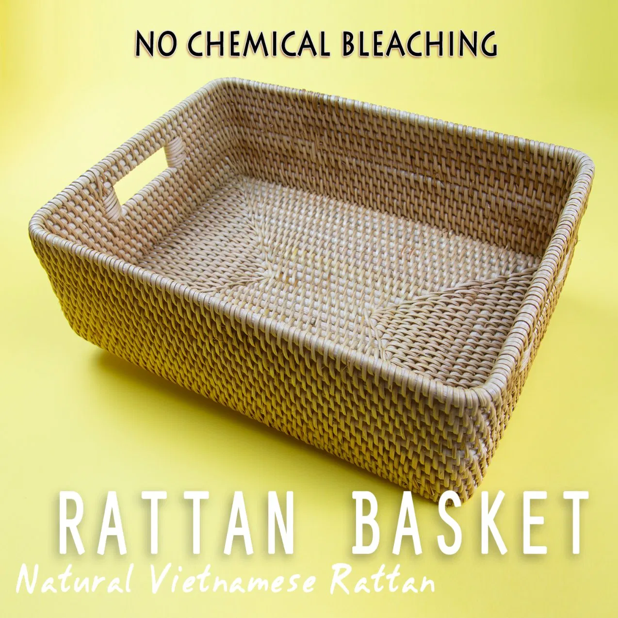 Rectangular Serving Woven Rattan Tray Natural Wicker Decorative Serving Baskets
