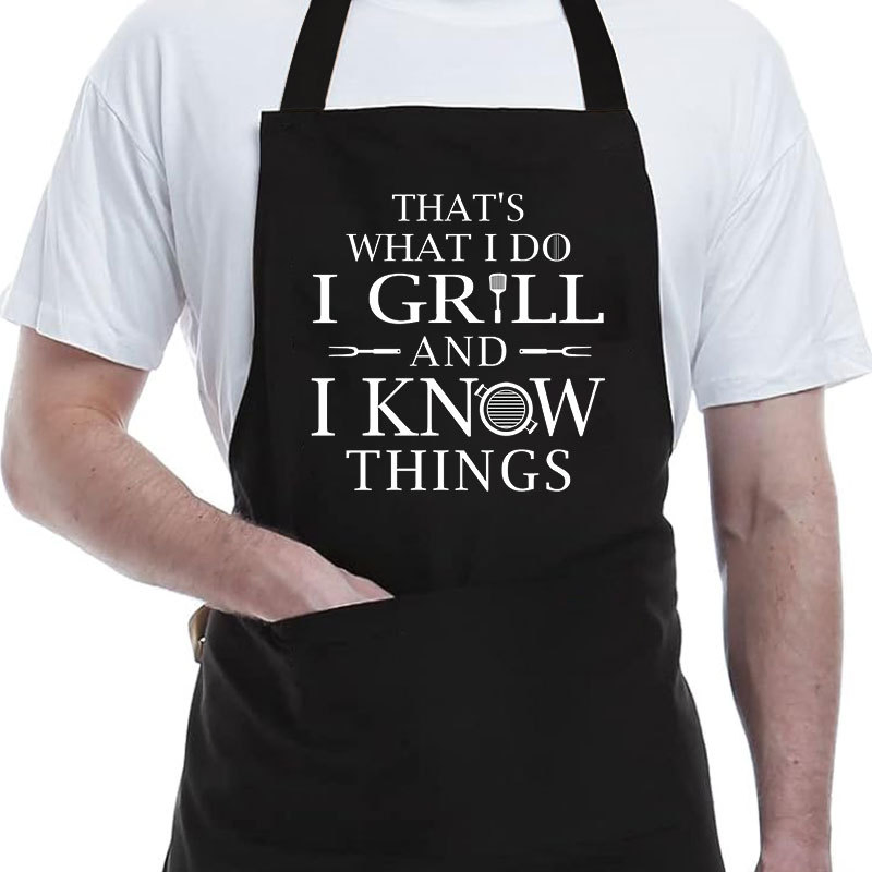 Cross-Border Bestseller Black Printed Letter Apron, Anti-Stain Work Apron for Catering, Coffee Shops and Restaurants